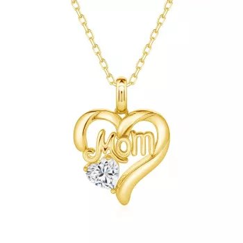 14K Gold Heart Moissanite Necklace: 1ct Gift for Mom